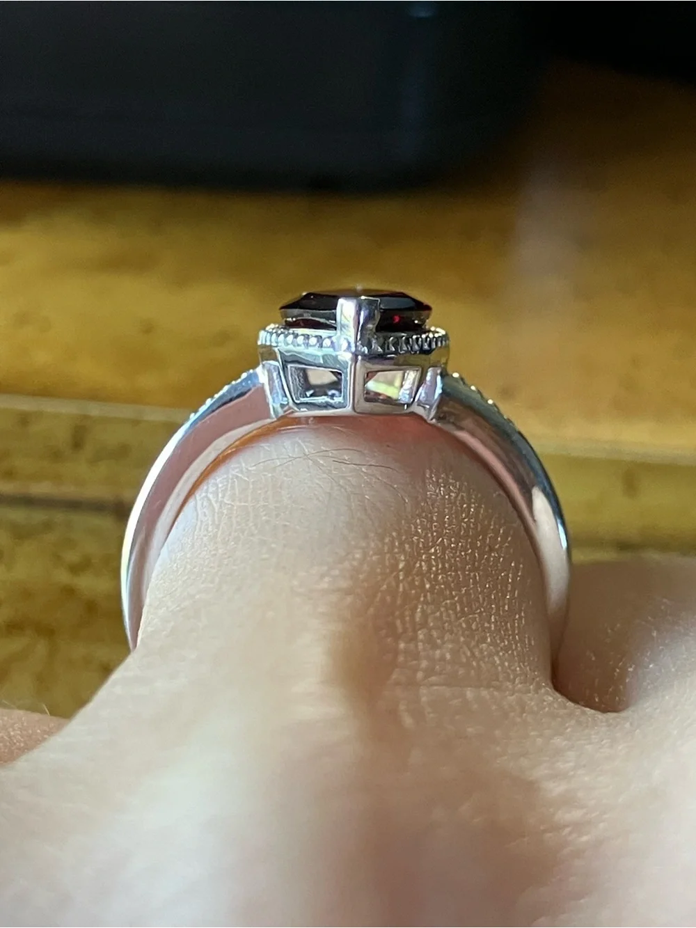 Natural Red Garnet Sterling Silver Ring Size 6